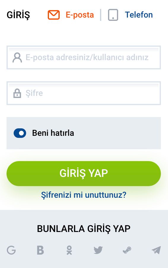Mostbet Türkçe giriş formu: e-posta veya telefon ile GİRİŞ YAP ekranı